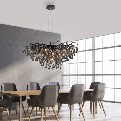 Paul Neuhaus 2192-18 - Żyrandol na lince ICICLE 10xG9/40W/230V 50x100 cm czarny