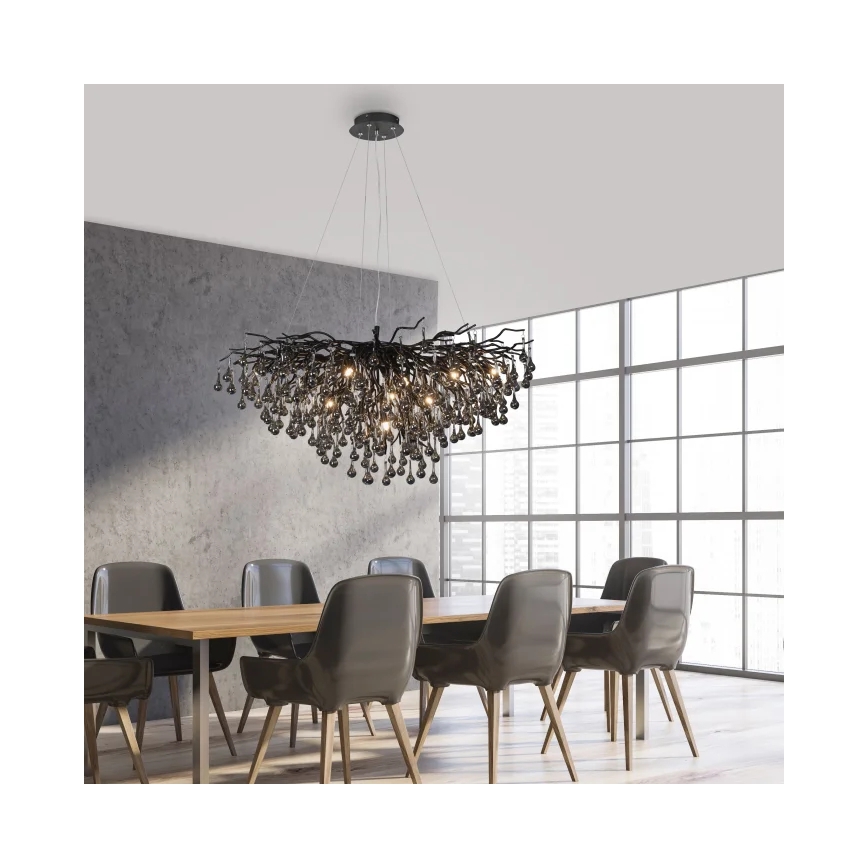 Paul Neuhaus 2192-18 - Żyrandol na lince ICICLE 10xG9/40W/230V 50x100 cm czarny