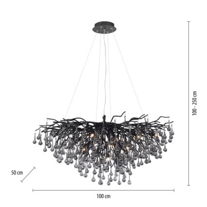 Paul Neuhaus 2192-18 - Żyrandol na lince ICICLE 10xG9/40W/230V 50x100 cm czarny
