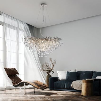 Paul Neuhaus 2192-55 - Żyrandol na lince ICICLE 10xG9/40W/230V 50x100 cm chrom błyszczący