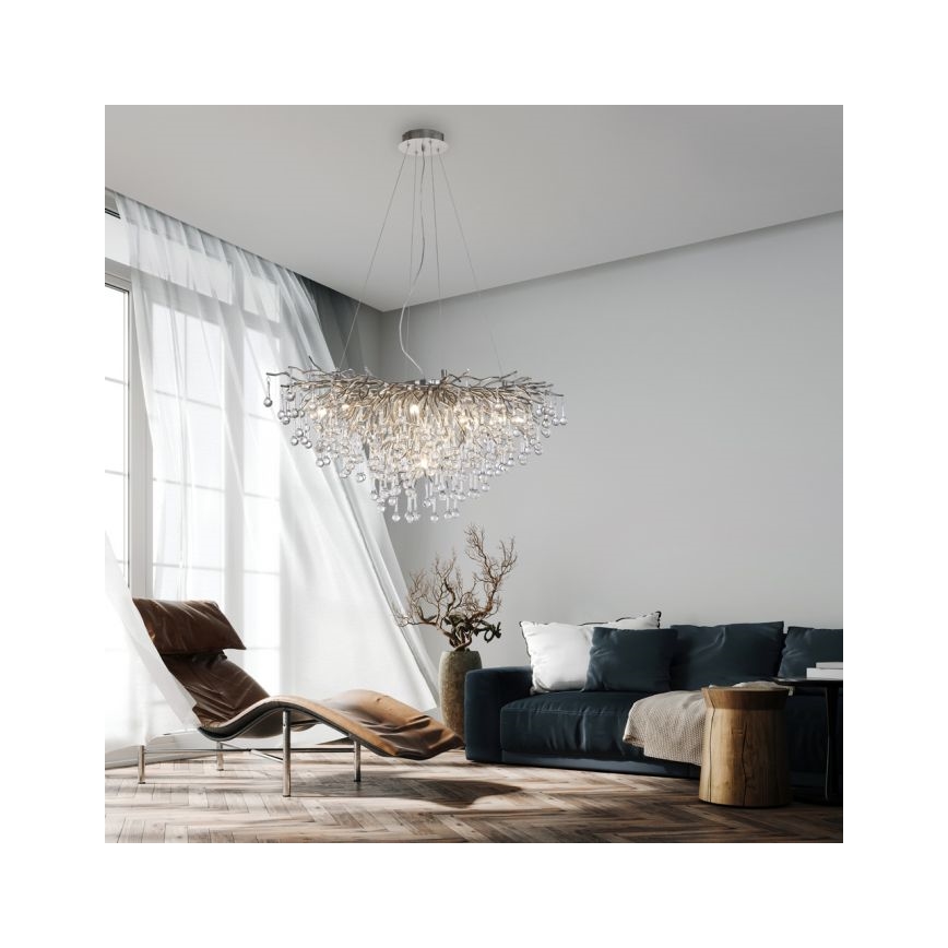 Paul Neuhaus 2192-55 - Żyrandol na lince ICICLE 10xG9/40W/230V 50x100 cm chrom błyszczący
