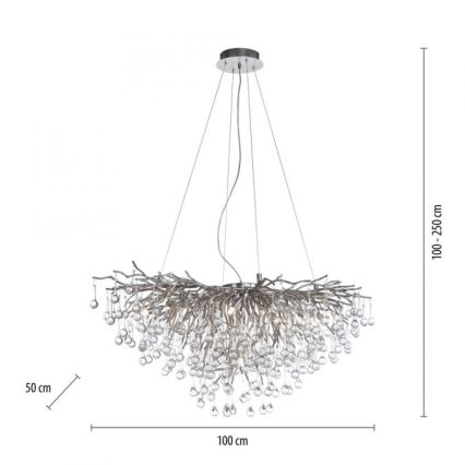 Paul Neuhaus 2192-55 - Żyrandol na lince ICICLE 10xG9/40W/230V 50x100 cm chrom błyszczący