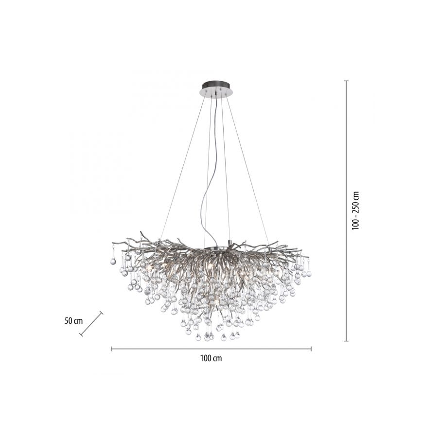 Paul Neuhaus 2192-55 - Żyrandol na lince ICICLE 10xG9/40W/230V 50x100 cm chrom błyszczący