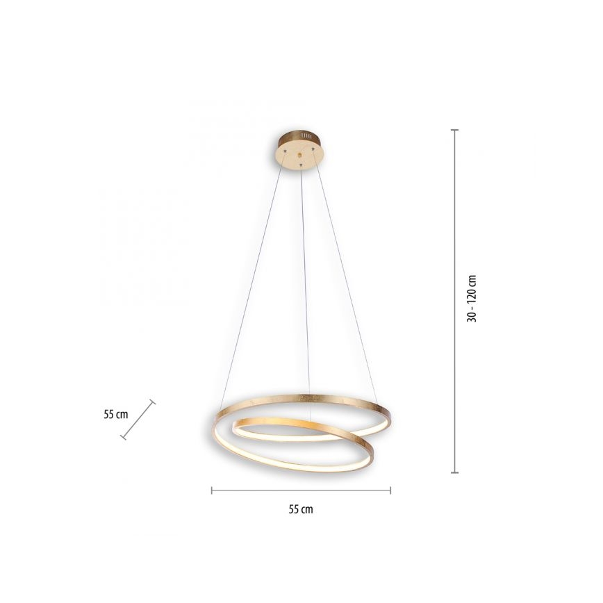 Paul Neuhaus 2472-12 - LED Ściemniany żyrandol na lince ROMAN LED/30W/230V złoty