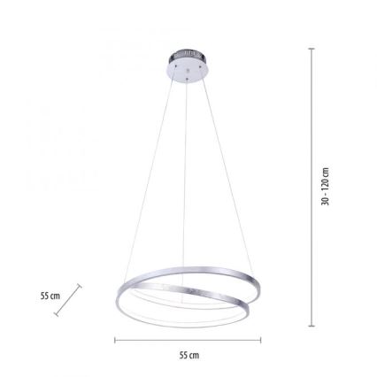 Paul Neuhaus 2472-21 - LED Żyrandol ściemnialny na lince ROMAN LED/30W/230V chrom błyszczący
