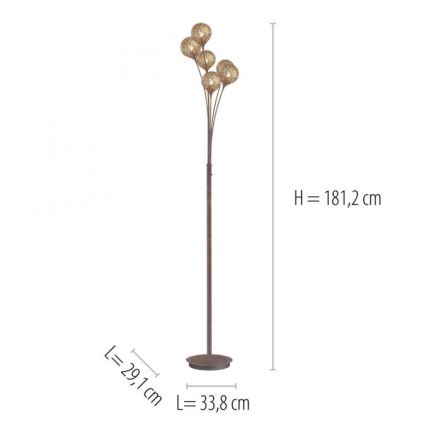 Paul Neuhaus 398-48 - Lampa podłogowa GRETA 6xG9/40W/230V
