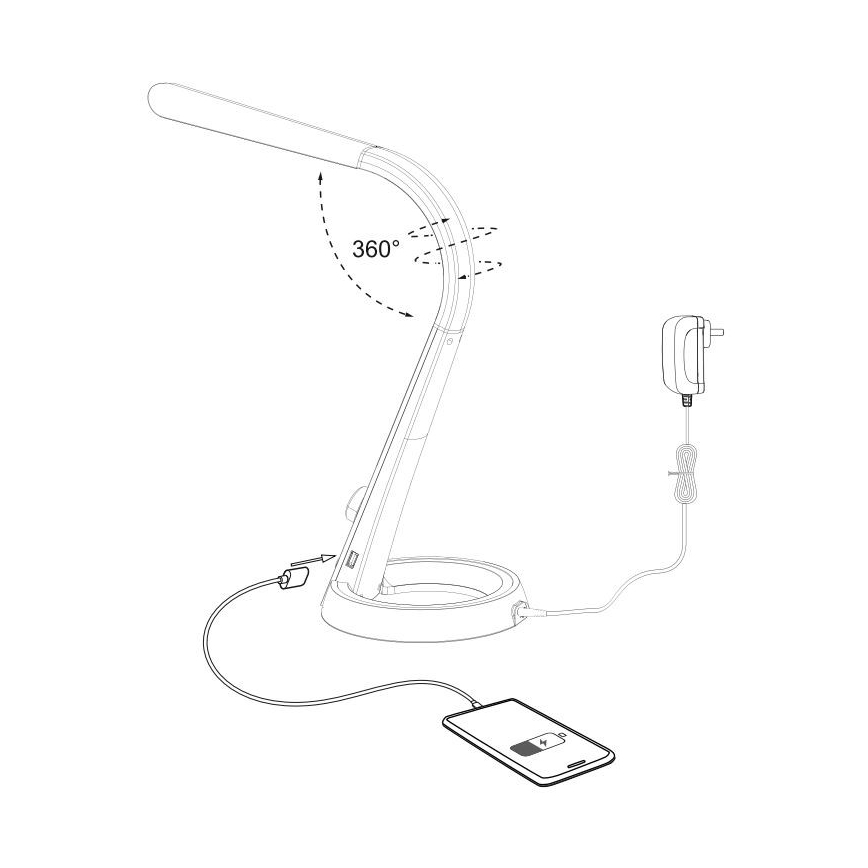 Paul Neuhaus 4591-95 - LED RGB Ściemniana lampa stołowa BILL LED/5,7W/230V 3000-6500K USB + LED/1,6W matowy chrom