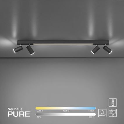 Paul Neuhaus 6121-13 - LED Oświetlenie punktowe ściemnialne PURE 4xLED/4W/230V + LED/9W 2700-5000K + zdalne sterowanie