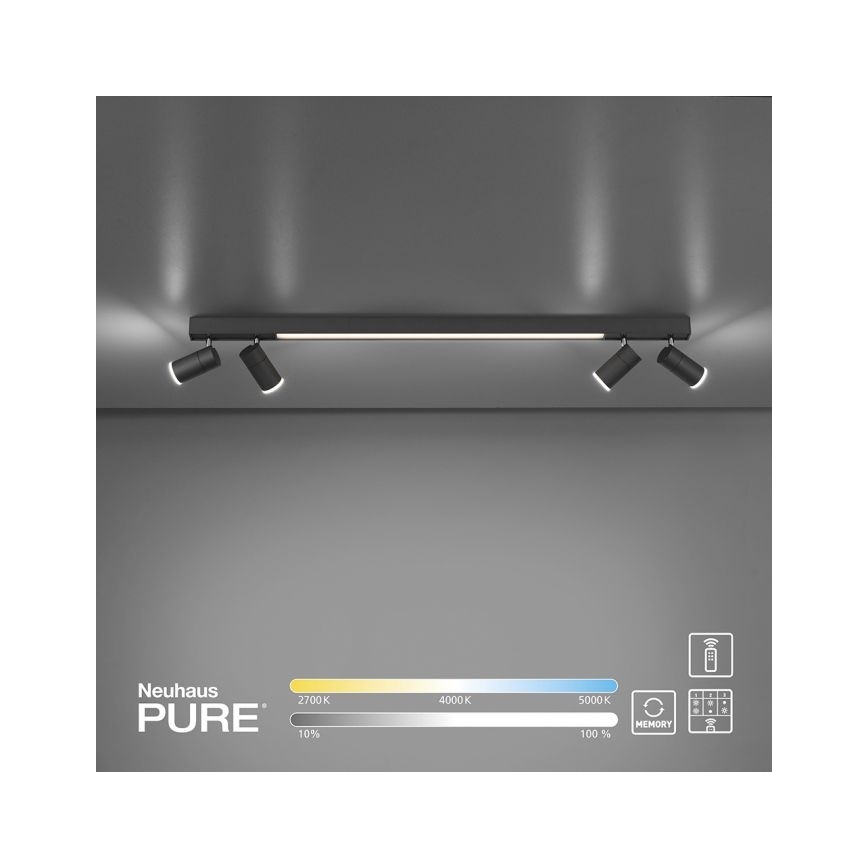 Paul Neuhaus 6121-13 - LED Oświetlenie punktowe ściemnialne PURE 4xLED/4W/230V + LED/9W 2700-5000K + zdalne sterowanie