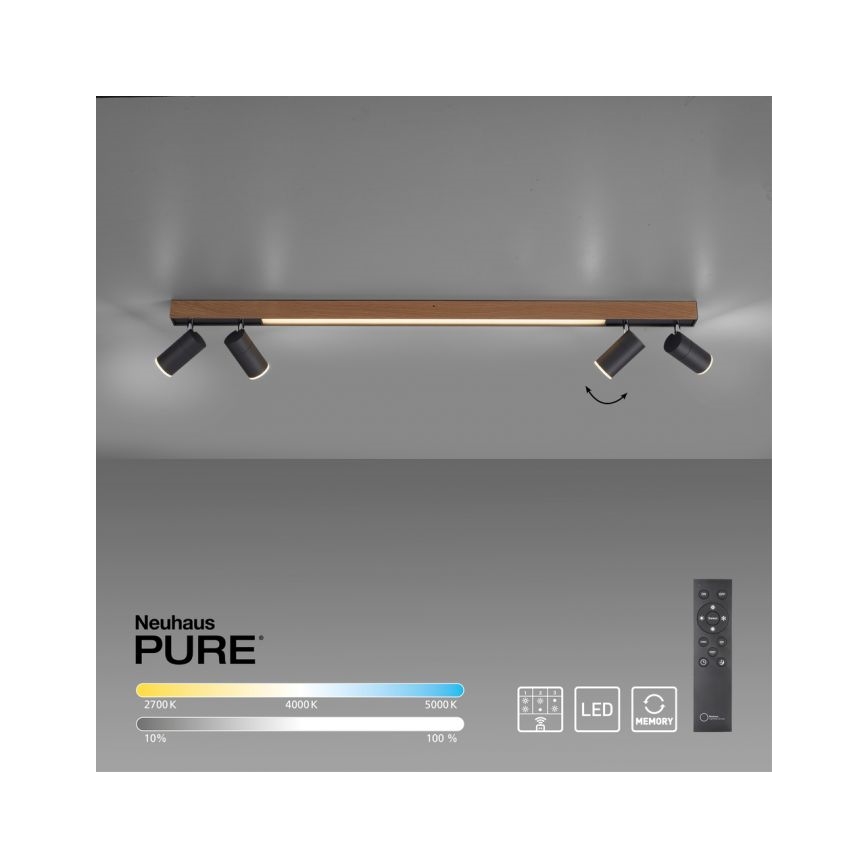 Paul Neuhaus 6121-79 - LED Oświetlenie punktowe ściemnialne PURE 4xLED/4W/230V + LED/9W 2700-5000K + zdalne sterowanie