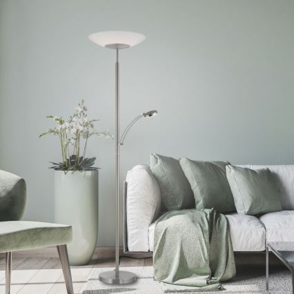 Paul Neuhaus 655-55 - LED Lampa podłogowa ściemnialna ALFRED 1xLED/28W+1xLED/4W/230V chrom błyszczący