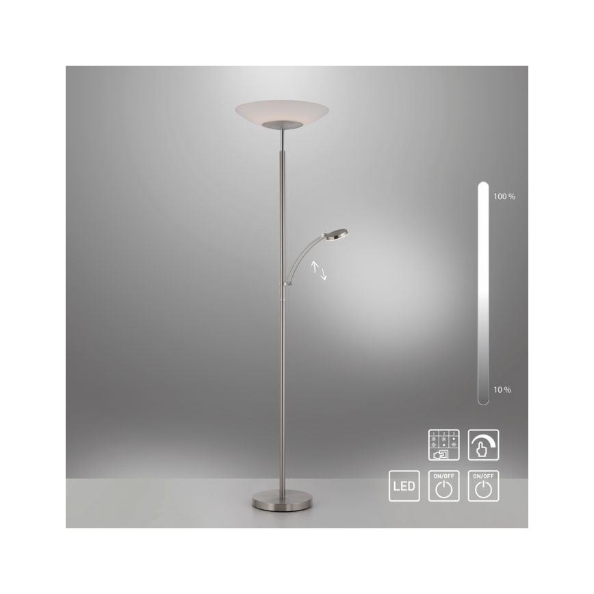 Paul Neuhaus 655-55 - LED Lampa podłogowa ściemnialna ALFRED 1xLED/28W+1xLED/4W/230V chrom błyszczący