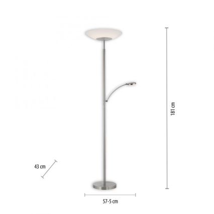 Paul Neuhaus 655-55 - LED Lampa podłogowa ściemnialna ALFRED 1xLED/28W+1xLED/4W/230V chrom błyszczący