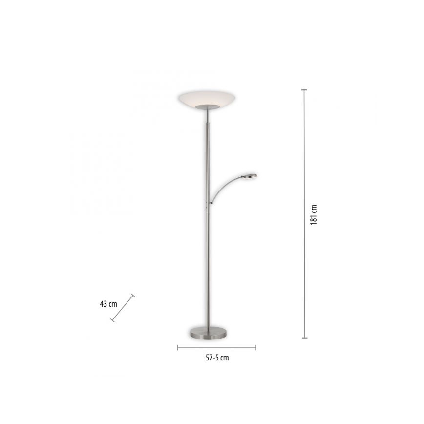 Paul Neuhaus 655-55 - LED Lampa podłogowa ściemnialna ALFRED 1xLED/28W+1xLED/4W/230V chrom błyszczący