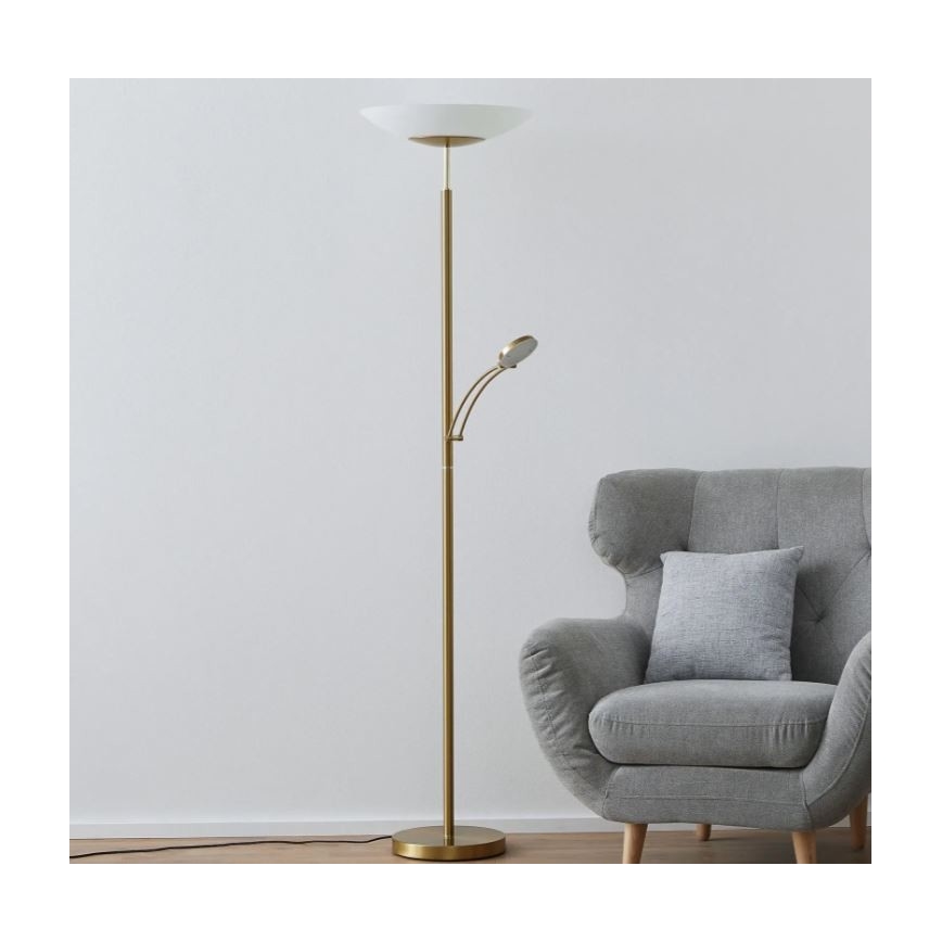 Paul Neuhaus 655-60 - LED ściemnialna lampa stojąca ALFRED LED/28W/230V+LED/4W/230V mosiądz