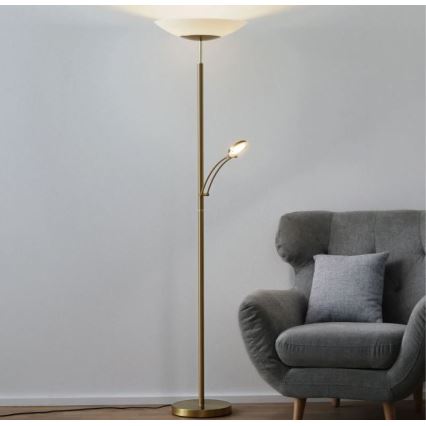 Paul Neuhaus 655-60 - LED ściemnialna lampa stojąca ALFRED LED/28W/230V+LED/4W/230V mosiądz