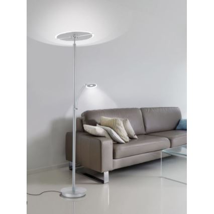 Paul Neuhaus 673-55 - LED Lampa podłogowa ściemnialna ARTUR 2xLED/21W/230V+1xLED/6W chrom błyszczący