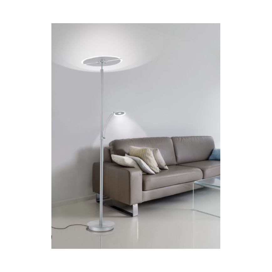 Paul Neuhaus 673-55 - LED Lampa podłogowa ściemnialna ARTUR 2xLED/21W/230V+1xLED/6W chrom błyszczący