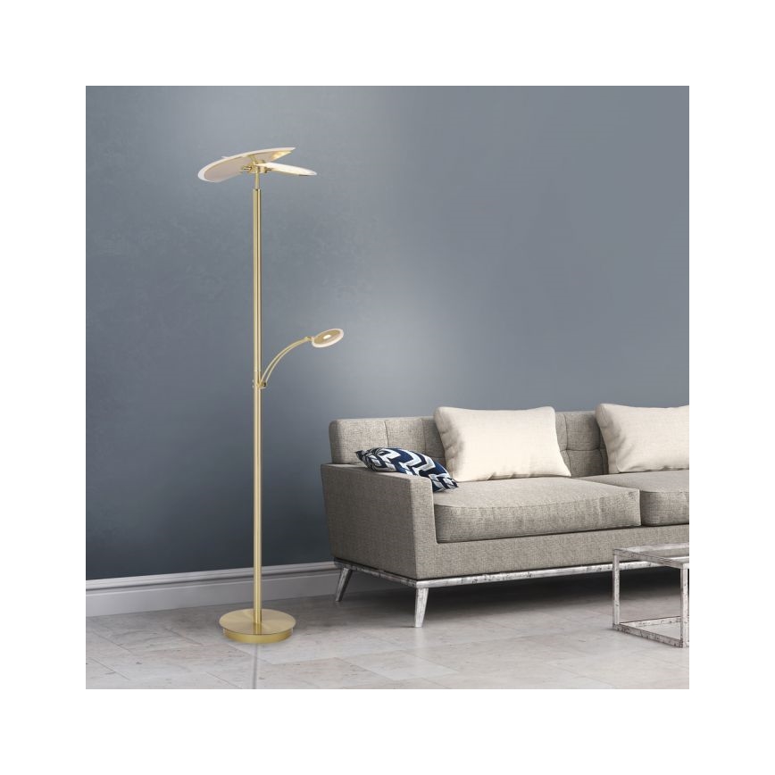 Paul Neuhaus 673-60 - LED ściemnialna lampa stojąca ARTUR 2xLED/21W/230V+LED/6W złota