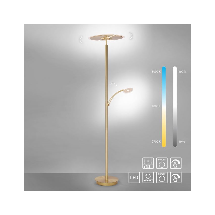 Paul Neuhaus 673-60 - LED ściemnialna lampa stojąca ARTUR 2xLED/21W/230V+LED/6W złota