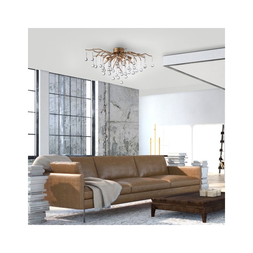 Paul Neuhaus 8090-11 - Żyrandol natynkowy ICICLE 4xG9/40W/230V 30x60 cm mosiądz
