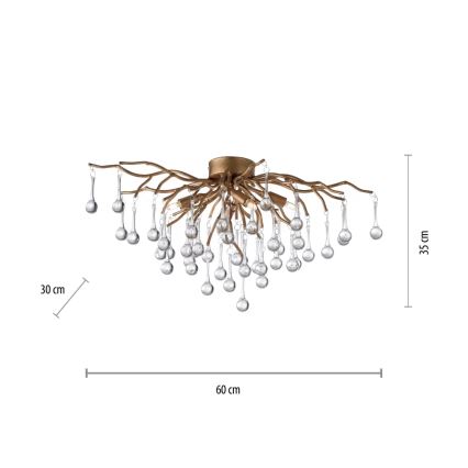 Paul Neuhaus 8090-11 - Żyrandol natynkowy ICICLE 4xG9/40W/230V 30x60 cm mosiądz