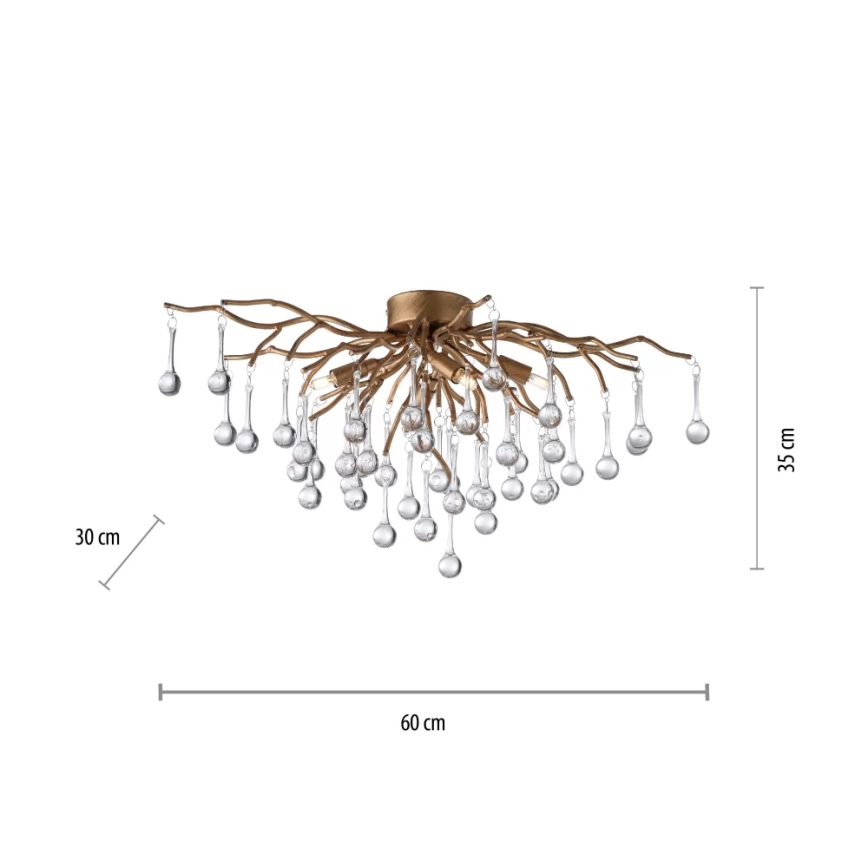 Paul Neuhaus 8090-11 - Żyrandol natynkowy ICICLE 4xG9/40W/230V 30x60 cm mosiądz