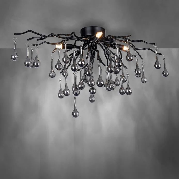 Paul Neuhaus 8090-18 - Przysufitowy żyrandol ICICLE 4xG9/40W/230V 30x60 cm czarny