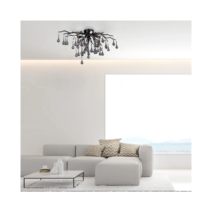 Paul Neuhaus 8090-18 - Przysufitowy żyrandol ICICLE 4xG9/40W/230V 30x60 cm czarny