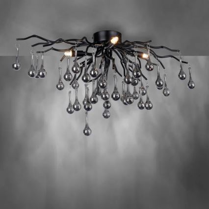 Paul Neuhaus 8090-18 - Przysufitowy żyrandol ICICLE 4xG9/40W/230V 30x60 cm czarny