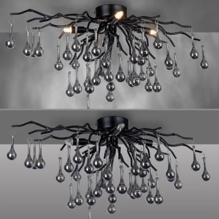 Paul Neuhaus 8090-18 - Przysufitowy żyrandol ICICLE 4xG9/40W/230V 30x60 cm czarny