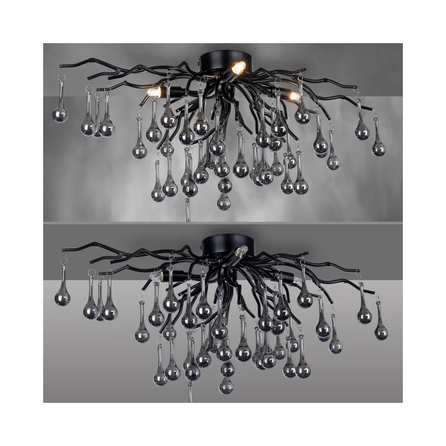 Paul Neuhaus 8090-18 - Przysufitowy żyrandol ICICLE 4xG9/40W/230V 30x60 cm czarny