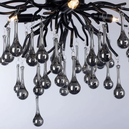 Paul Neuhaus 8090-18 - Przysufitowy żyrandol ICICLE 4xG9/40W/230V 30x60 cm czarny