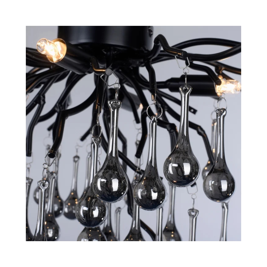 Paul Neuhaus 8090-18 - Przysufitowy żyrandol ICICLE 4xG9/40W/230V 30x60 cm czarny