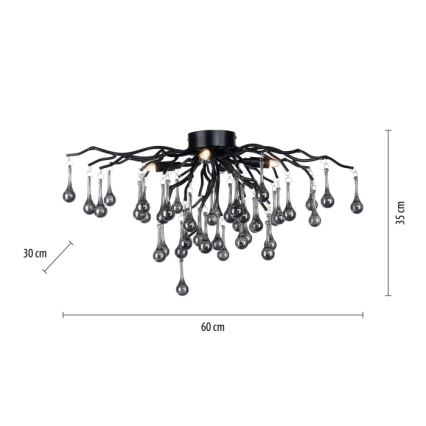 Paul Neuhaus 8090-18 - Przysufitowy żyrandol ICICLE 4xG9/40W/230V 30x60 cm czarny