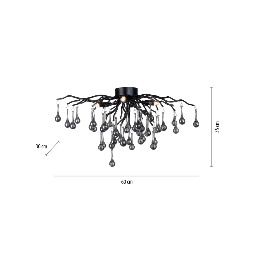 Paul Neuhaus 8090-18 - Przysufitowy żyrandol ICICLE 4xG9/40W/230V 30x60 cm czarny