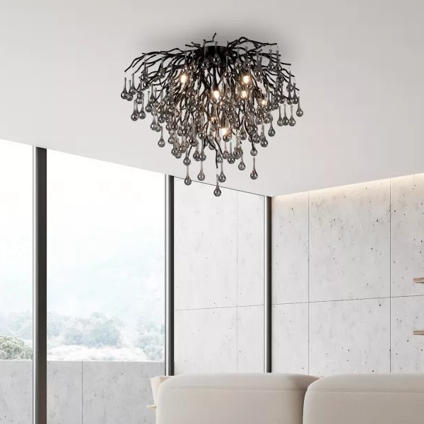 Paul Neuhaus 8091-18 - Przysufitowy żyrandol ICICLE 9xG9/40W/230V Ø 50 cm czarny