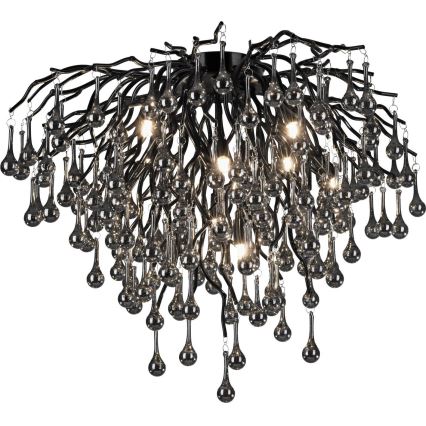 Paul Neuhaus 8091-18 - Przysufitowy żyrandol ICICLE 9xG9/40W/230V Ø 50 cm czarny