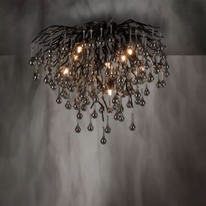 Paul Neuhaus 8091-18 - Przysufitowy żyrandol ICICLE 9xG9/40W/230V Ø 50 cm czarny