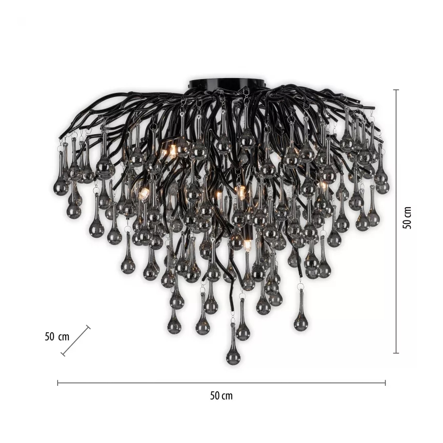 Paul Neuhaus 8091-18 - Przysufitowy żyrandol ICICLE 9xG9/40W/230V Ø 50 cm czarny