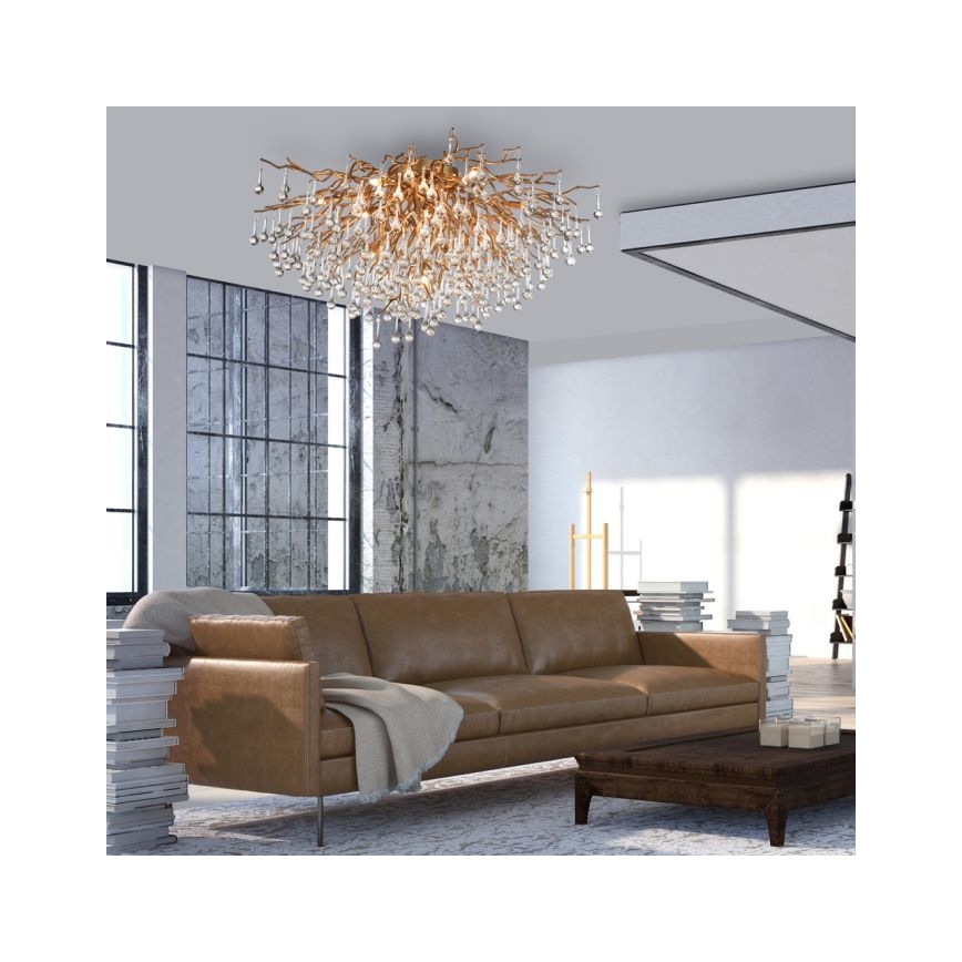 Paul Neuhaus 8092-11 - Żyrandol natynkowy ICICLE 14xG9/40W/230V śr. 100 cm mosiądz