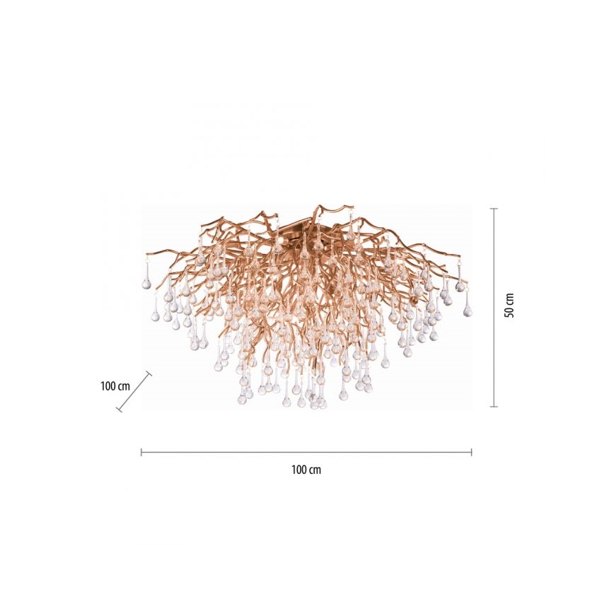 Paul Neuhaus 8092-11 - Żyrandol natynkowy ICICLE 14xG9/40W/230V śr. 100 cm mosiądz