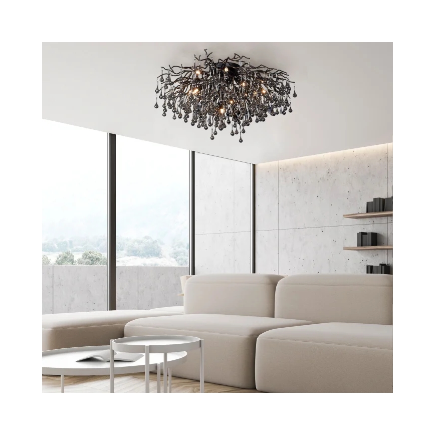 Paul Neuhaus 8092-18 - Przysufitowy żyrandol ICICLE 14xG9/40W/230V Ø 100 cm czarny