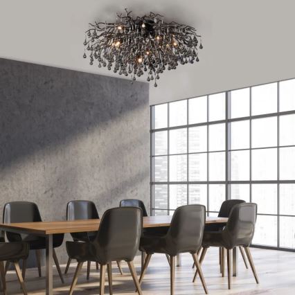 Paul Neuhaus 8092-18 - Przysufitowy żyrandol ICICLE 14xG9/40W/230V Ø 100 cm czarny