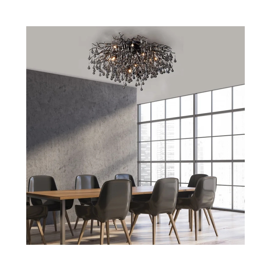 Paul Neuhaus 8092-18 - Przysufitowy żyrandol ICICLE 14xG9/40W/230V Ø 100 cm czarny