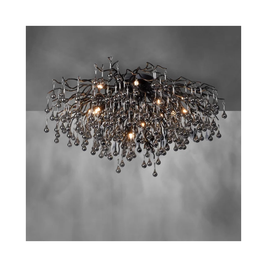Paul Neuhaus 8092-18 - Przysufitowy żyrandol ICICLE 14xG9/40W/230V Ø 100 cm czarny