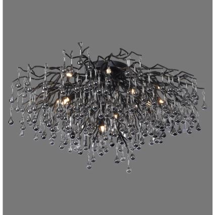 Paul Neuhaus 8092-18 - Przysufitowy żyrandol ICICLE 14xG9/40W/230V Ø 100 cm czarny