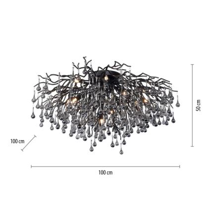 Paul Neuhaus 8092-18 - Przysufitowy żyrandol ICICLE 14xG9/40W/230V Ø 100 cm czarny