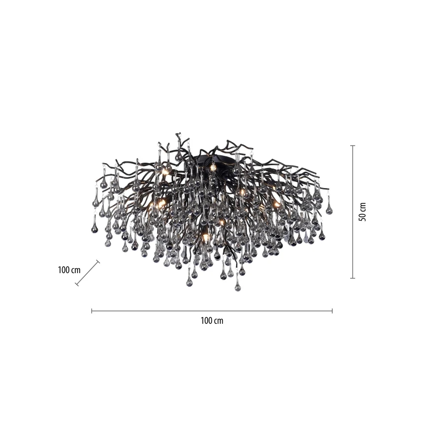 Paul Neuhaus 8092-18 - Przysufitowy żyrandol ICICLE 14xG9/40W/230V Ø 100 cm czarny