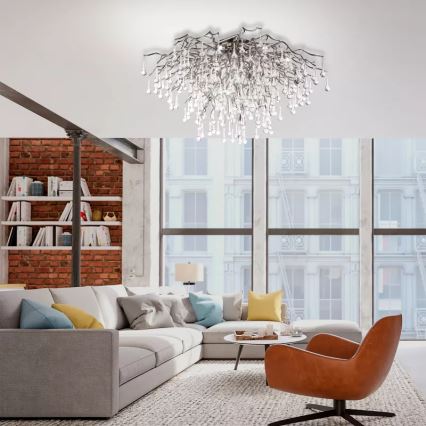 Paul Neuhaus 8092-55 - Przysufitowy żyrandol ICICLE 14xG9/40W/230V średnica 100 cm błyszczący chrom